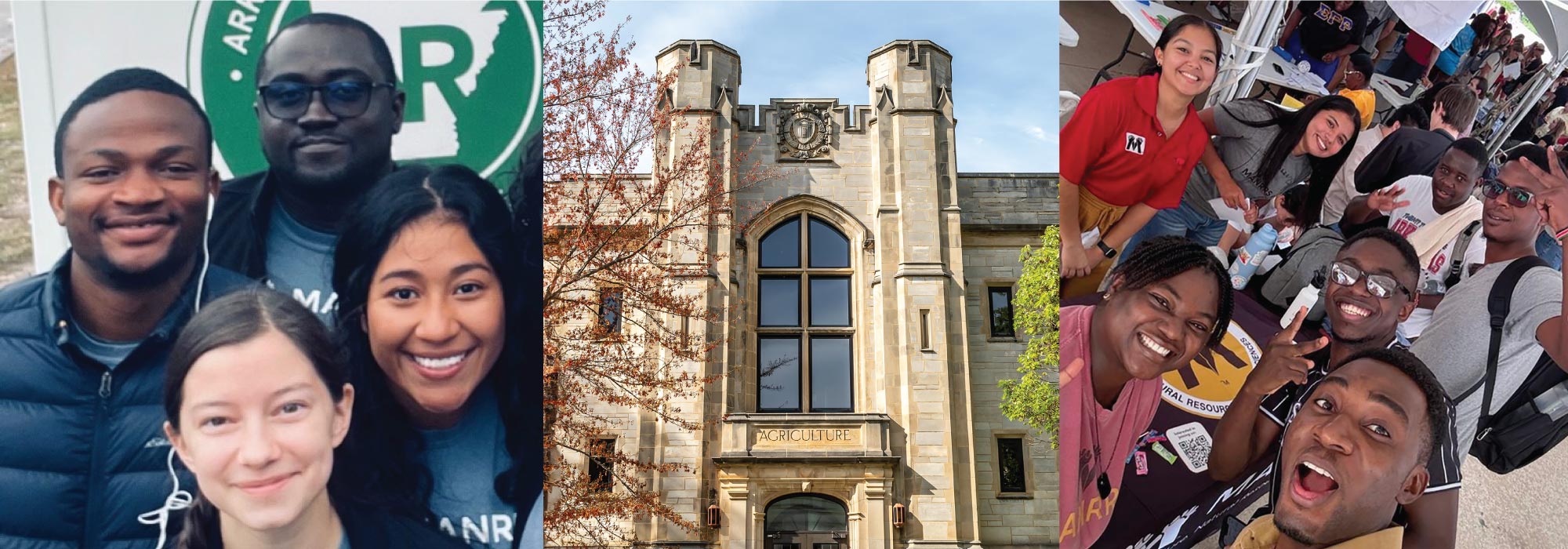 collage of MANRRS students and agriculture building