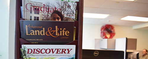 Arkansas Land and Life and Discovery Journal sitting in a magazine rack